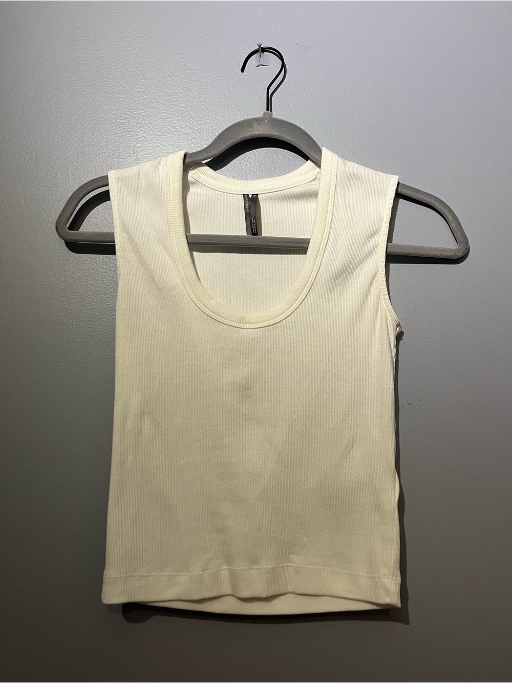 Cream Ribbed Sleeveless Tank Top